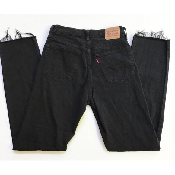 Levi's Denim - Levi's 501 Original Fit Jeans Womens 26x32 26x31 Black Frayed Cuff Button Fly